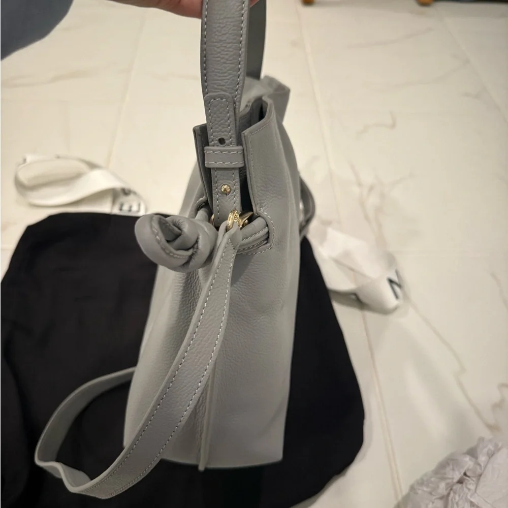 3-in-1 Grey Midi Emma Leather Crossbody Bag NWOT - Picture 9 of 11